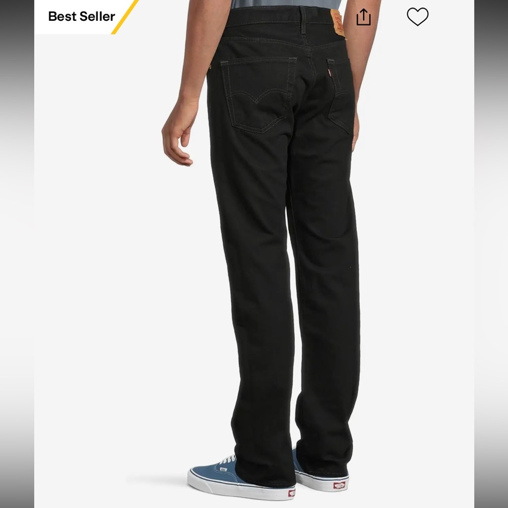 Levi's Men's Straight Black Denim Jeans - Picture 2 of 9